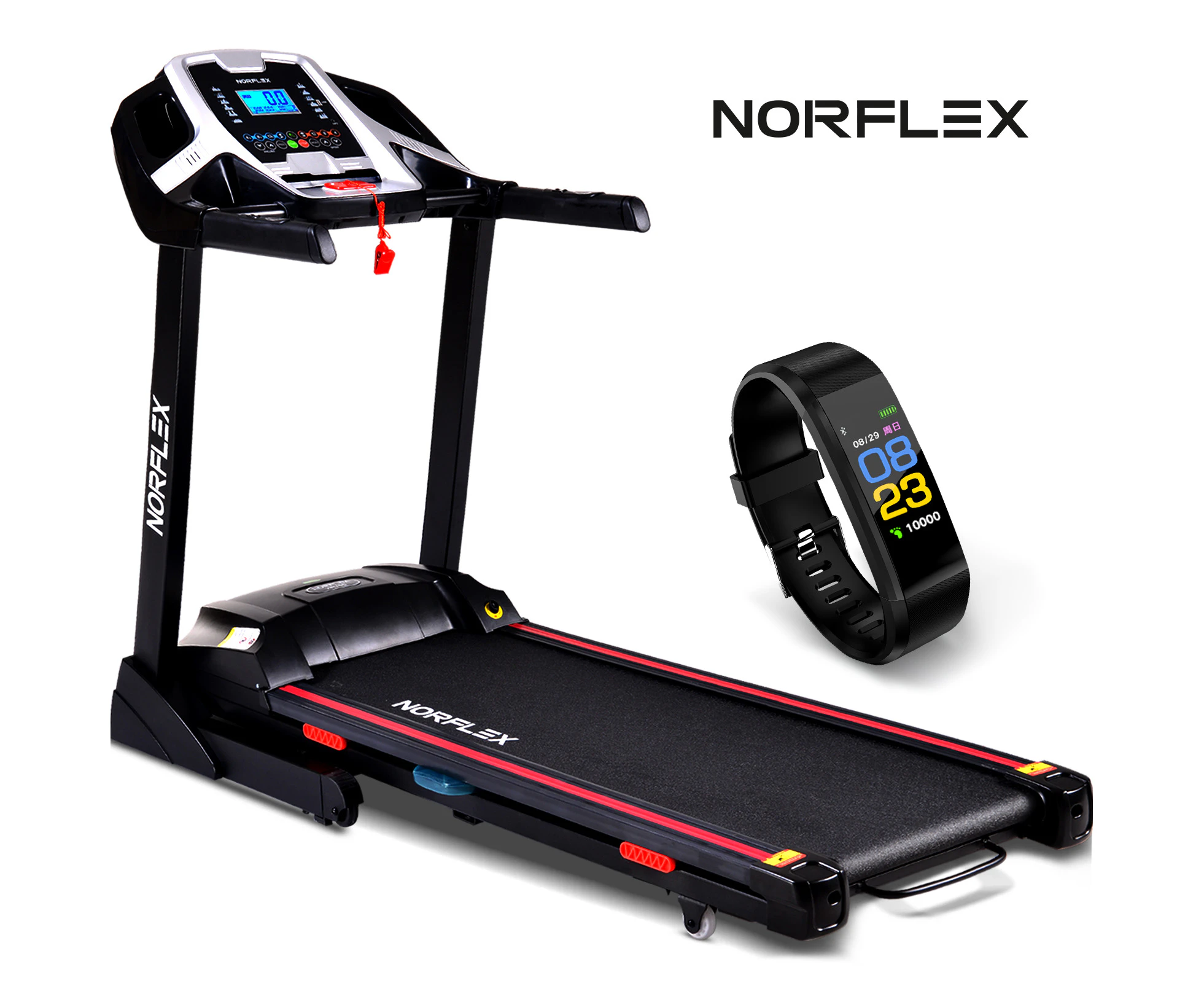 NORFLEX 450mm Belt Auto Incline Treadmill Gym Exercise Machine Fitness Tracker