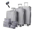 3pc Luggage Suitcase Trolley Set TSA Travel Carry On Bag Hard Case Lightweight C - Silver