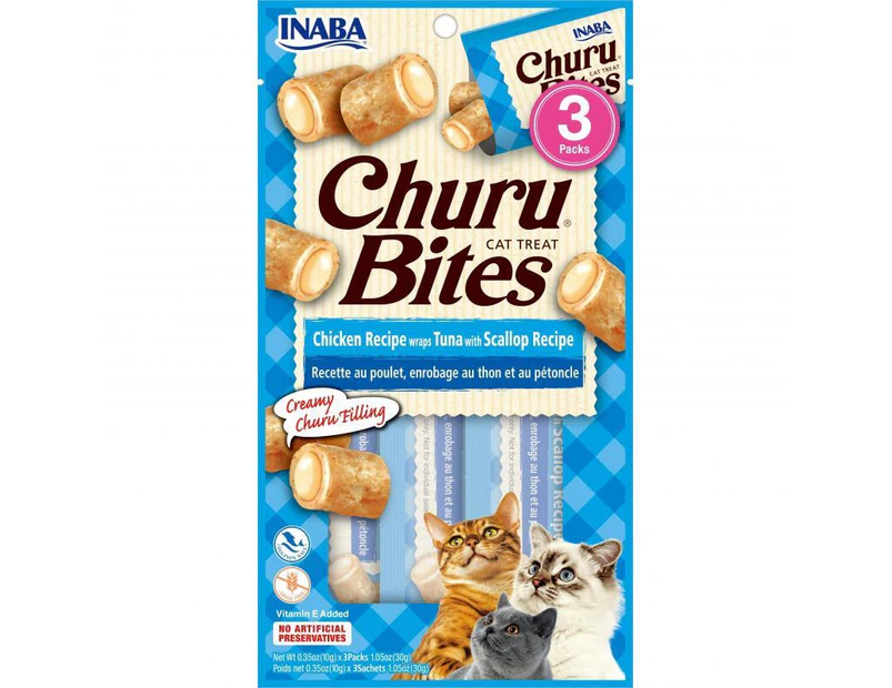 Inaba Churu Bites Cat Treat Tuna w/ Scallop 6 x 30g (OB)