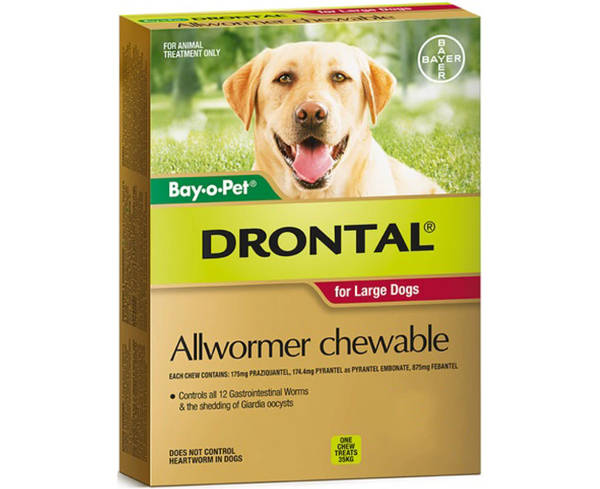 Drontal Chewable Allwormer for Dogs Large up to 35kg 50 Pack