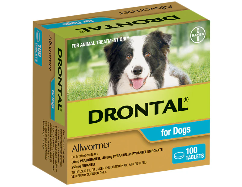 Drontal Chewable Allwormer for Dogs Medium 3-10kg 100 Pack