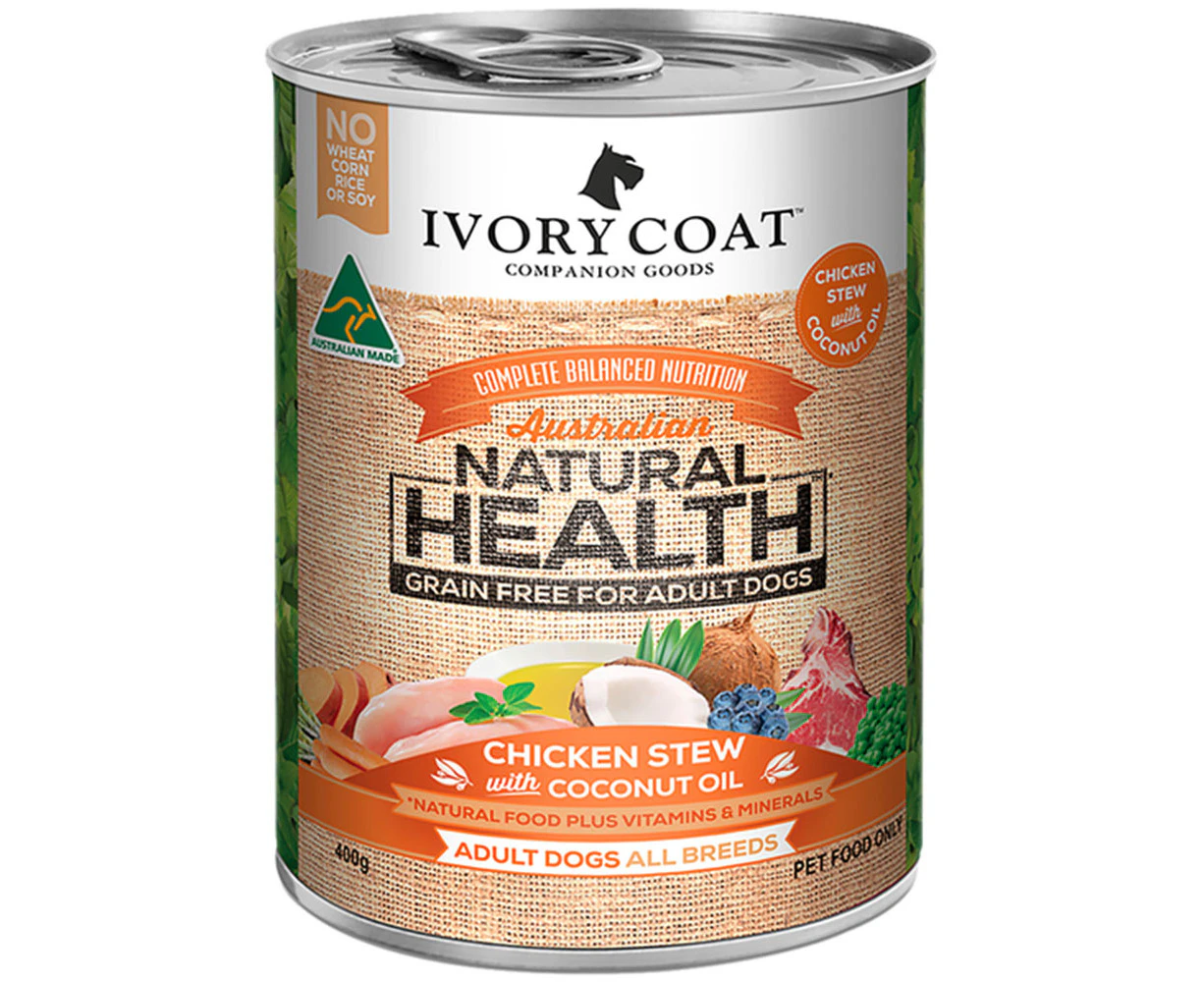 Ivory Coat Dog Adult Chicken Stew With Coconut Oil 400g Cans x 12