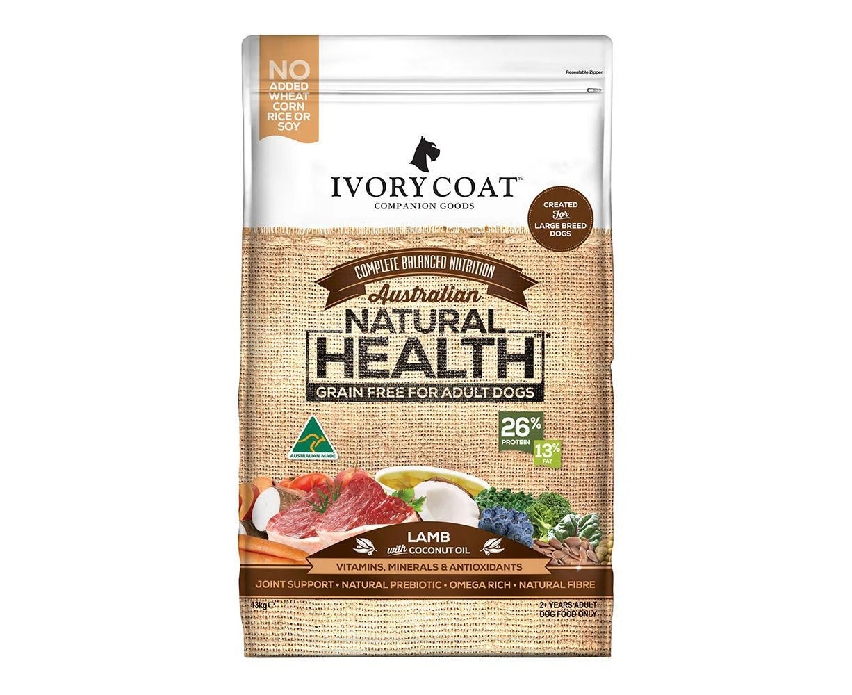 Ivory Coat Adult Large Breed Dry Dog Food Lamb w/ Coconut Oil 13kg