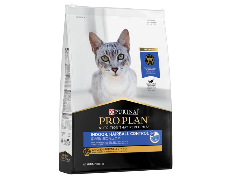 Pro Plan Adult Indoor Hairball Control Dry Cat Food Chicken Formula 7kg