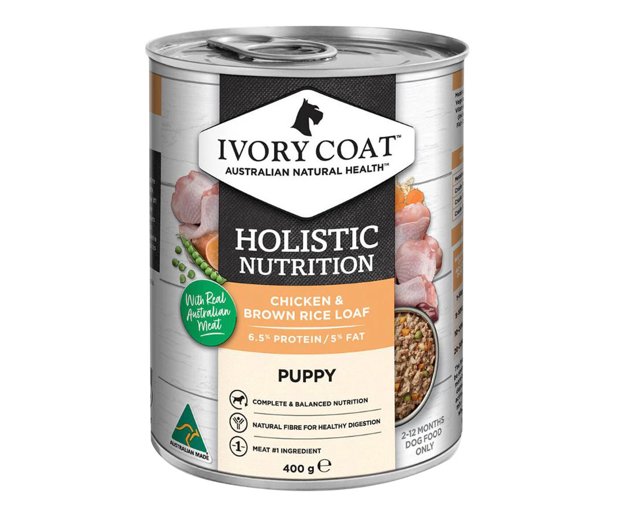 Ivory Coat Holistic Nutrition Wet Puppy Food Chicken & Brown Rice 12 x 400g