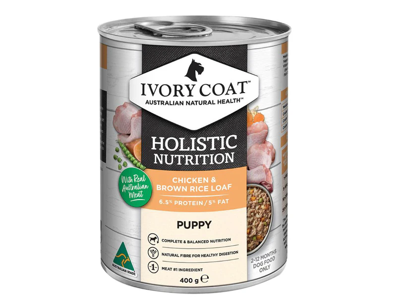 Ivory Coat Holistic Nutrition Wet Puppy Food Chicken & Brown Rice 12 x 400g
