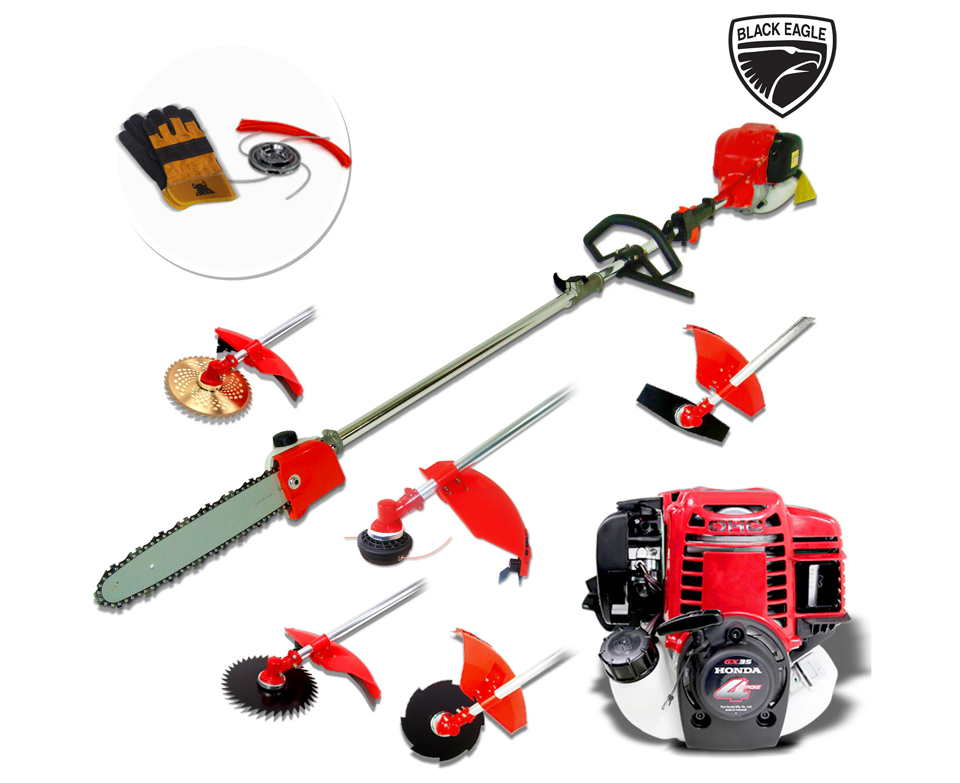 Honda GX35 Petrol Engine Pole Chainsaw Brush Cutter Whipper Snipper Saw