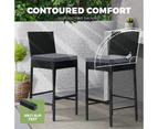 Livsip Outdoor Bar Set Table Stools 3-Piece Garden Furniture Dining Chairs Wicker Patio Setting