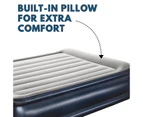 Queen Size Air Bed Inflatable Mattress Built-in Pump Sleeping Mat - Navy - Blue