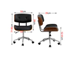 Wooden & PU Leather Elegant Home Office Work Swivel Chair Desk Chairs - Black - Multi