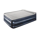 Queen Size Air Bed Inflatable Mattress Battery Built-in Pump Sleeping Mat - Navy - Blue