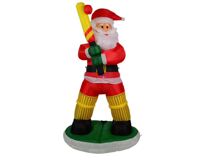Marvellous Batsman Santa Illuminated Christmas Inflatable Display - 1.8m - Red with Green Black White & Yellow