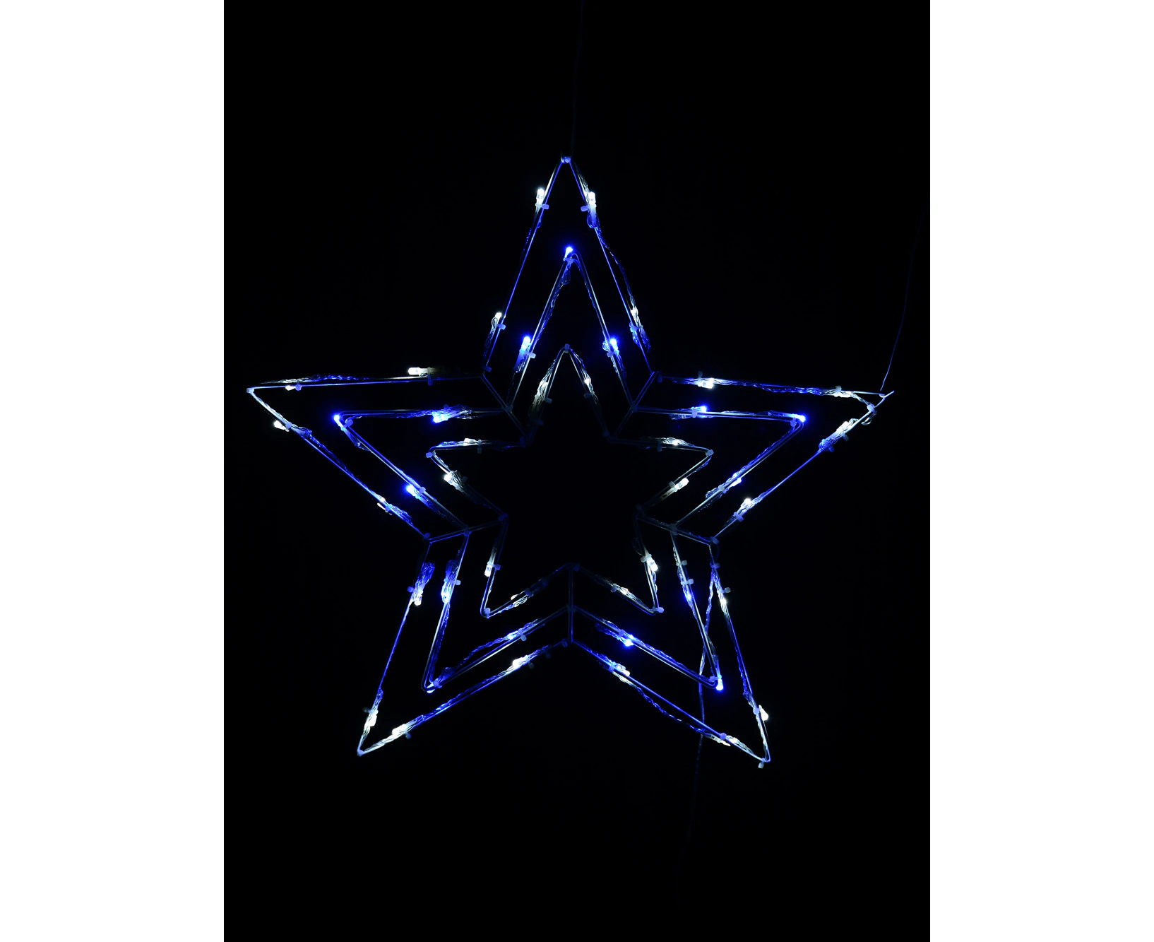 Blue & Cool White LED Triple Christmas Star String Light Silhouette - 50cm