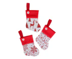 Mini White Mesh Stockings with Red Patterns Christmas Decorations - 6 x 15cm - White & Red