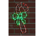 Red & Green LED Candy Cane With Bow Noodle Rope Light Silhouette - 52cm - Red & Green