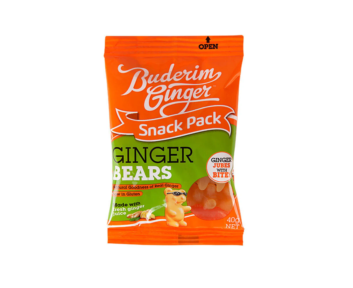 Buderim Ginger Bears Chewable Treat Snack Pack 40g