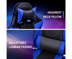 Furb Gaming Chair Racing Recliner Footrest Executive Office Chair Lumbar Support With Headrest Blue