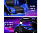 Furb Gaming Chair Racing Recliner Footrest Executive Office Chair Lumbar Support With Headrest Blue