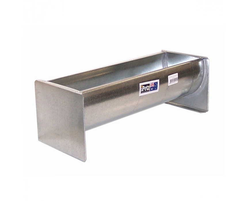 iPetz Galvanised Poultry Trough Food Water Feeder 18 Inch