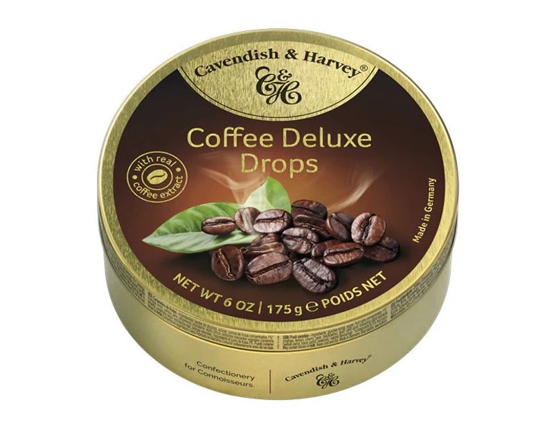 Cavendish and Harvey Deluxe Coffee Drops 175g Tin Sweets Candy Lollies