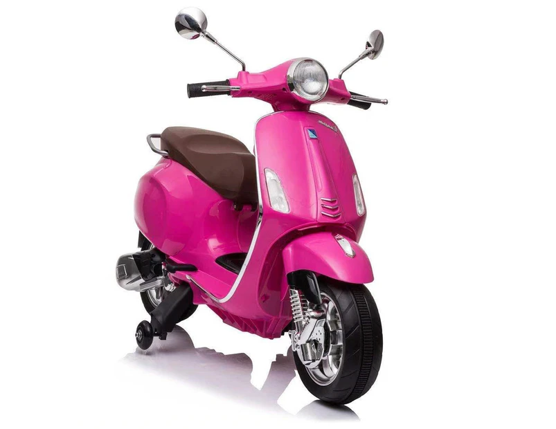 12V Kids Ride On Scooter Vespa Motorbike Electronic Toy - Pink