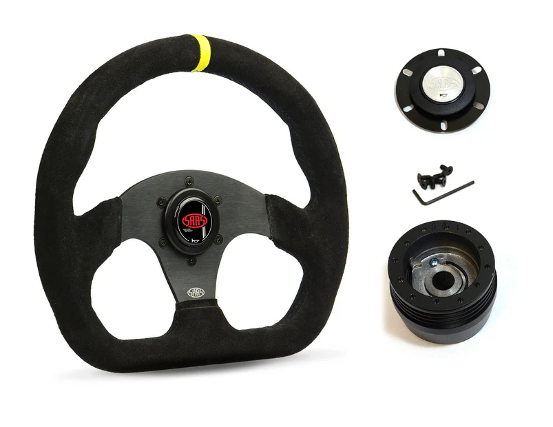 SAAS Steering Wheel D1-SWB-F33 & boss for Leyland Mini DELUX Mini K Mini S - Black