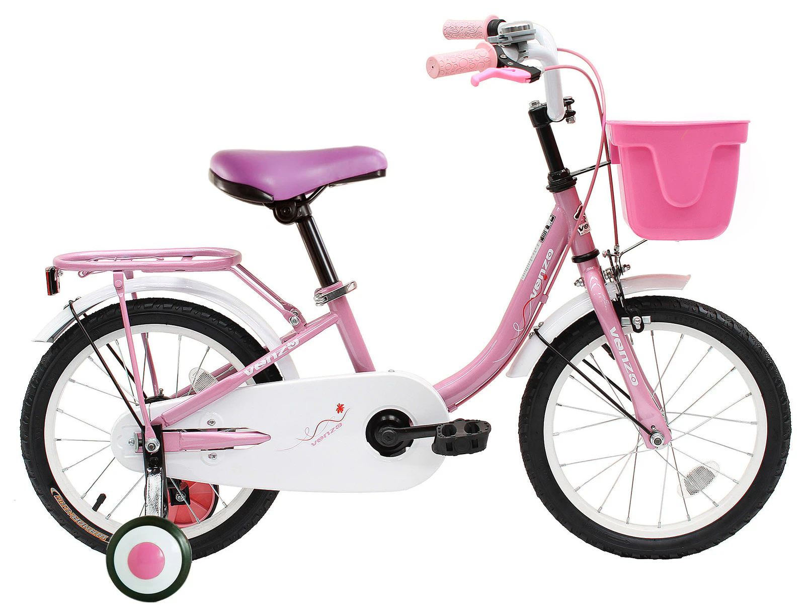 Venzo Children 16" Push Kids Bike with Training Wheels Pink