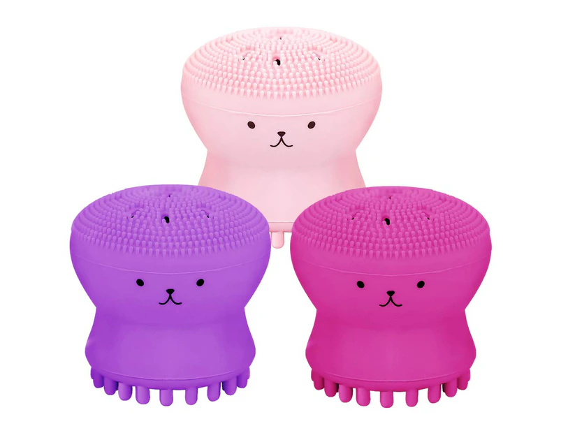 Silicone Octopus Facial Cleansing Brush Massager, Face Scrubber Deep PoreExfoliating, Handheld Manual Facial Cleansing Brushes(Pink,Purple,Rose)