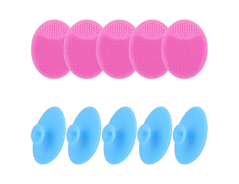 10 Pieces Soft Silicone Facial Cleansing Brush, Handheld Face Scrubber Pore Cleansing Brush Face Exfoliator Scrubber Brush(Blue and Red)