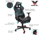 EagleX Gaming Race Chair - BLACK - Racing Office Computer PU Leather Footrest