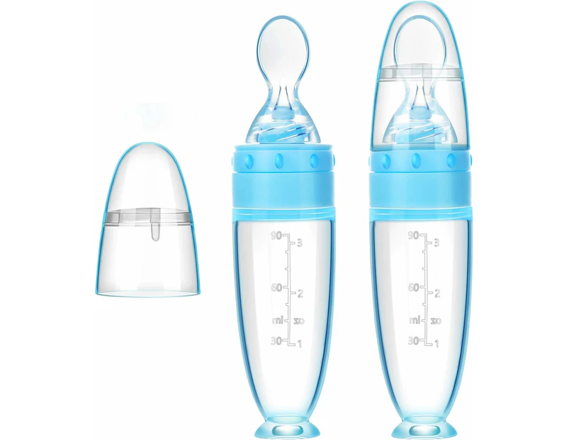 2 Pieces Baby Silicone Feeding Bottle Spoon Baby Food Feeder