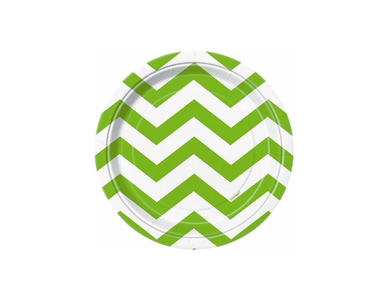 Chevron Lime Green Paper Plates 17cm 8 Pack