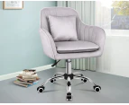 ALFORDSON Velvet Office Chair Computer Desk Swivel Armchair Work Seat Adult Kids Light Grey