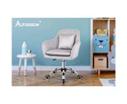 ALFORDSON Velvet Office Chair Computer Desk Swivel Armchair Work Seat Adult Kids Light Grey