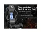 Alfordson Gaming Office Chair Extra Large Pillow Racing Executive Footrest Seat Black & Grey