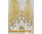 Clear Bell with Gold Trees & Castle Christmas Tree Hanging Decoration - 2 x 12cm - Clear with Gold