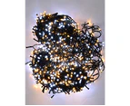 1000 Warm & Cool White LED Concave Bulb Christmas Fairy String Lights - 50m - Cool White & Warm White with Green Wire Casing