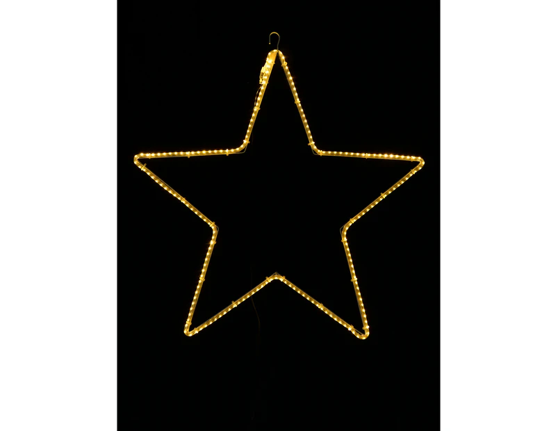Warm White LED Five Point Christmas Star SMD Strip Light Silhouette - 55cm - Warm White on White