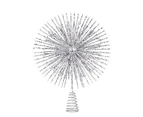 Glittered Silver Starburst Christmas Tree Topper Decoration - 38cm - Silver