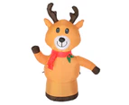Standing Happy Reindeer Illuminated Christmas Inflatable Display - 1.2m - Brown with Red Green & White