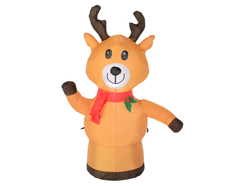 Standing Happy Reindeer Illuminated Christmas Inflatable Display - 1.2m - Brown with Red Green & White