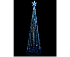 Blue & Cool White LED String Fairy Light 3D Conical Outdoor Christmas Tree - 2m - Blue & Cool White on White Frame