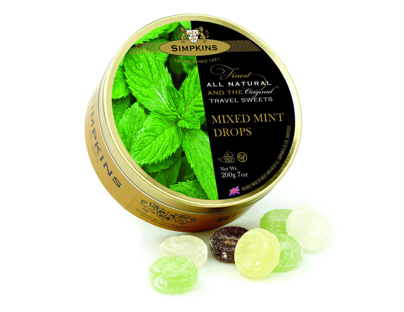 Simpkins Mixed Mint Drops 200g Tin Sweets Candy Lollies