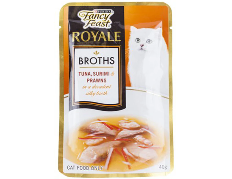 Fancy Feast Cat Food Tuna Surimi & Prawn Broth 12 x 40g