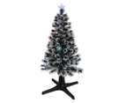 Rotating Fibre Optic Christmas Tree With Baubles, Stars & 230 White Tips - 1.8m - Green with White & Multi Colour