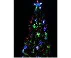 Multi Colour Fibre Optic Christmas Tree With Baubles, LED Stars & 90 Tips - 90cm - Green with Multi Colours