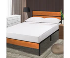 Royal Sleep King Bed Frame Solid Wooden Pine Iron Metal Base Platform - Brown