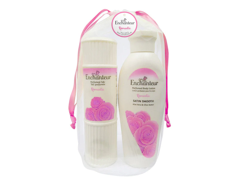 Enchanteur Romantic Gift Bag Set 100gm Talc Powder and 200ml Body Lotion