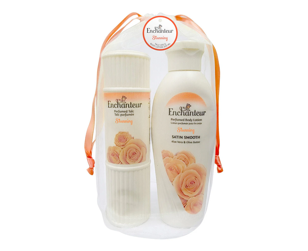 Enchanteur Stunning Gift Bag Set 100gm Talc Powder and 200ml Body Lotion