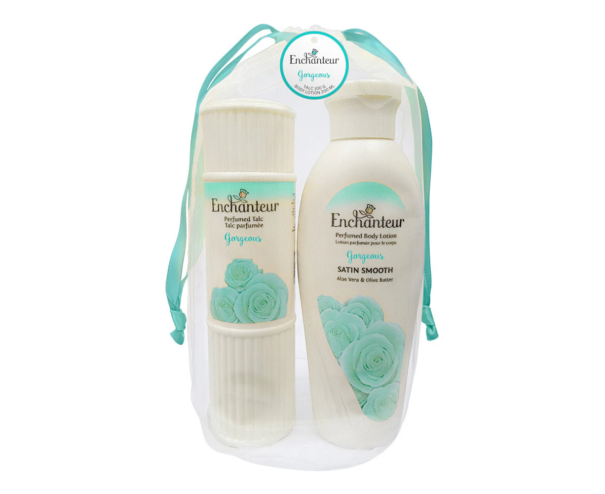 Enchanteur Gorgeous Gift Bag Set 100gm Talc Powder and 200ml Body Lotion